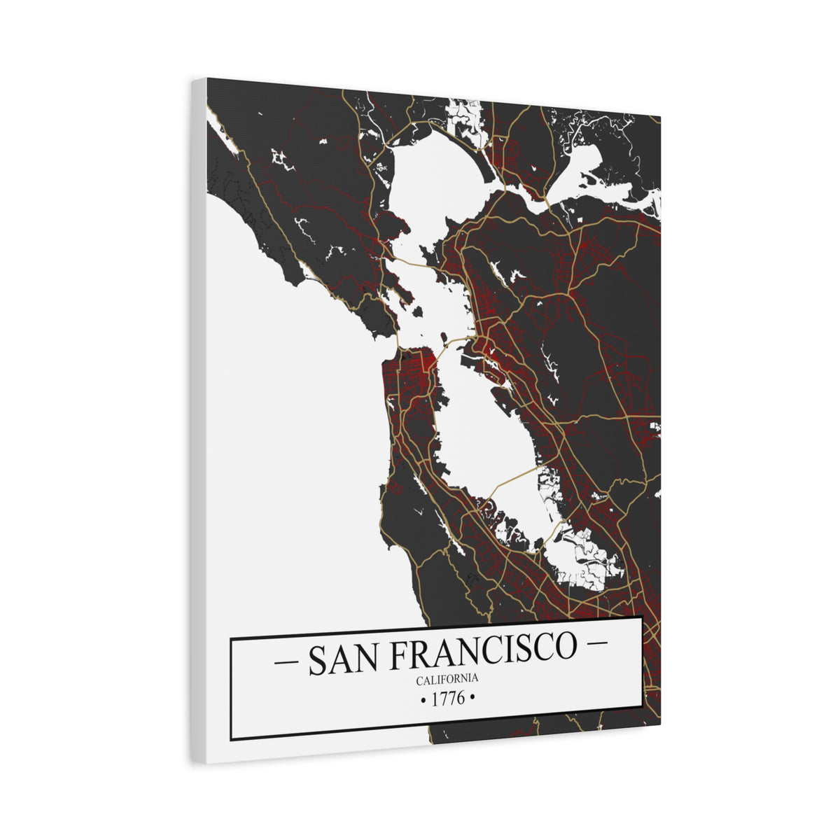 San Francisco, California 1776 Founders City Map, Matte Canvas Print (Stretched, 1.25")