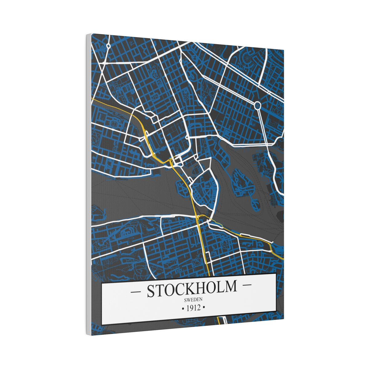 Stockholm, Sweden 1912, Color Map, Matte Canvas, Stretched, 0.75"