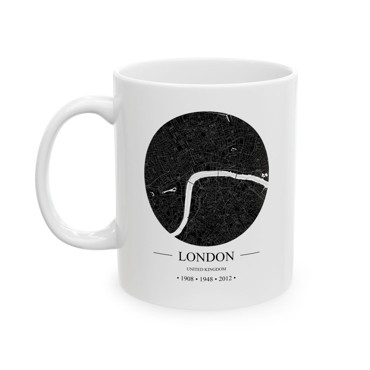 London, United Kingdom 1908, 1948 & 2012 Olympics Ceramic Mug, (11oz, 15oz)