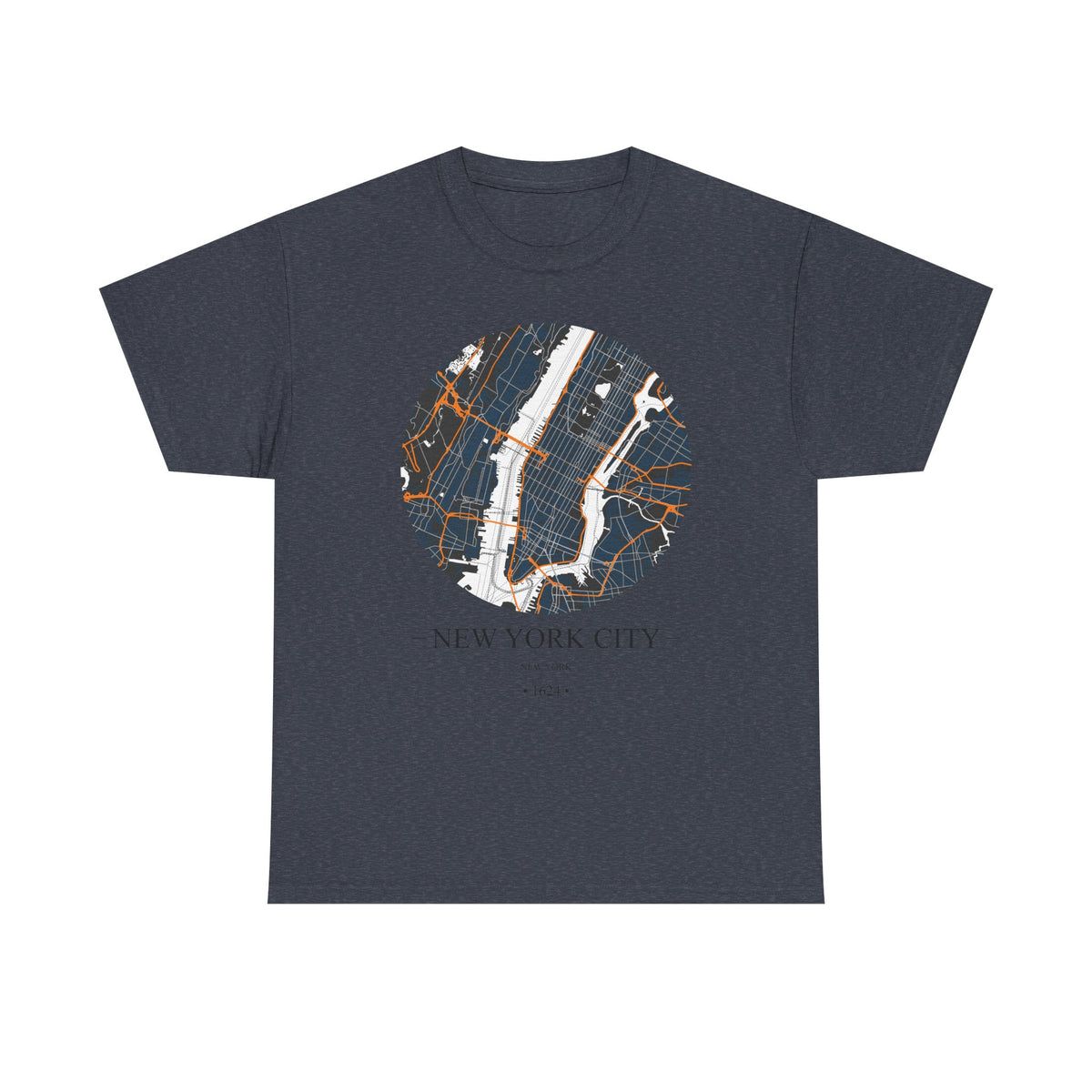 New York City, New York 1624 Founders City Map Unisex Heavy Cotton Tee, Express Delivery available
