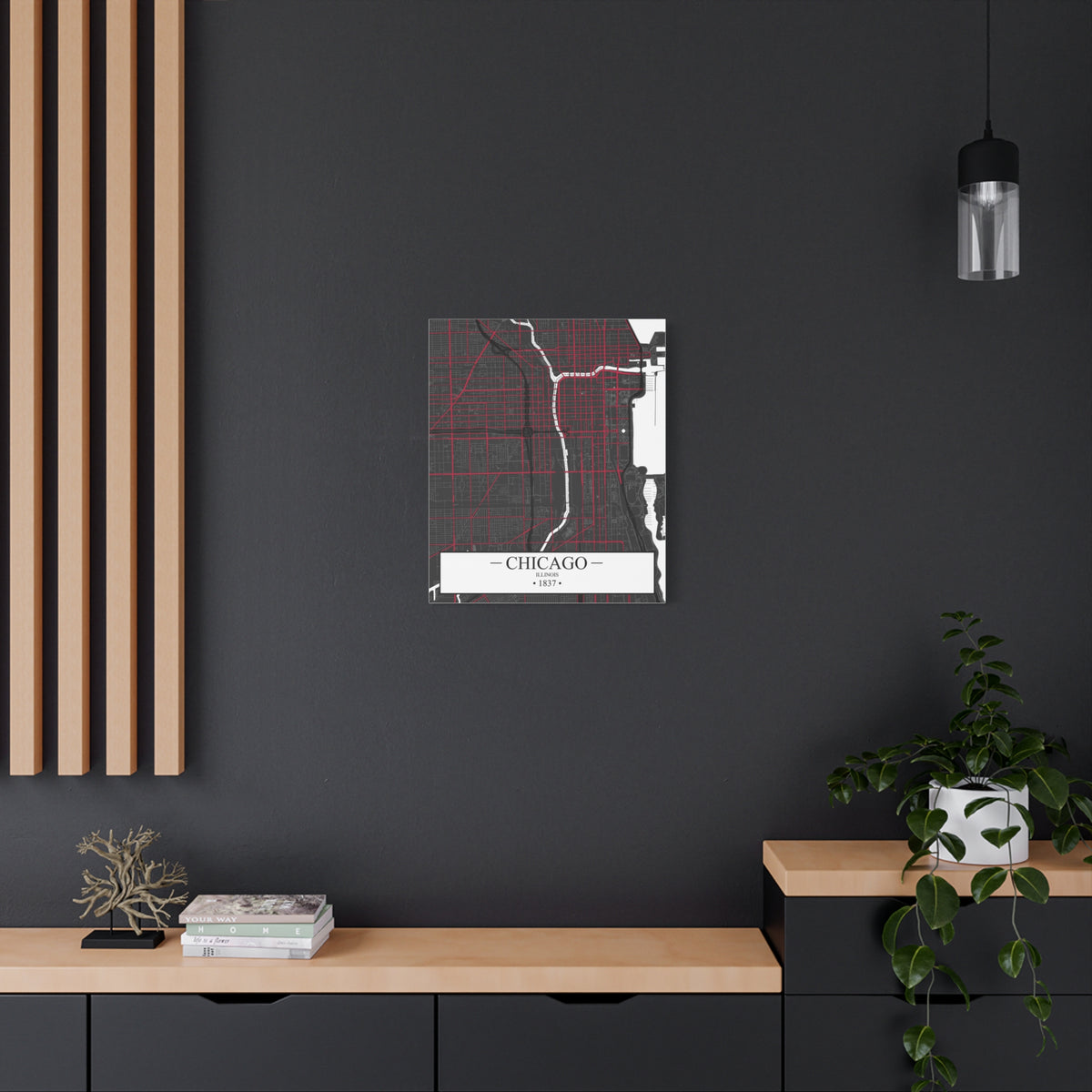 Chicago, Illinois 1837 Founders City Map, Matte Canvas Print (Stretched, 1.25")