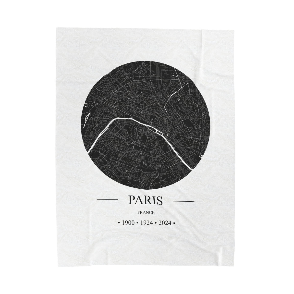 Paris, France 1900, 1924 & 2024 Olympic Host City Map Velveteen Plush Blanket