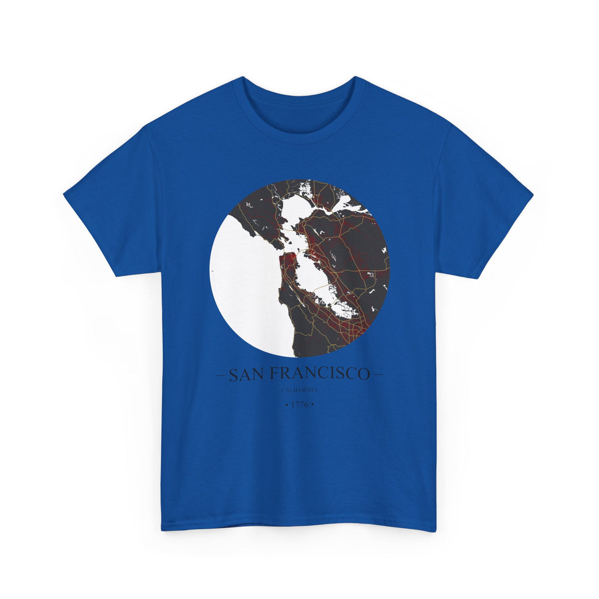 San Francisco, California 1776 Founders City Map Unisex Heavy Cotton Tee, Express Delivery available