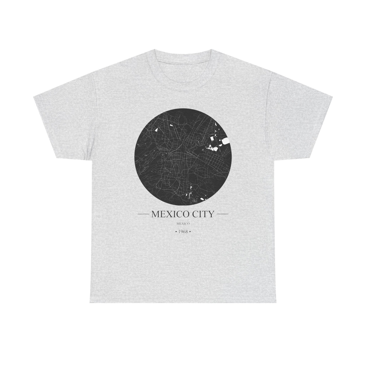 Mexico City, Mexico 1968 Olympic Host City Map Unisex Heavy Cotton Tee