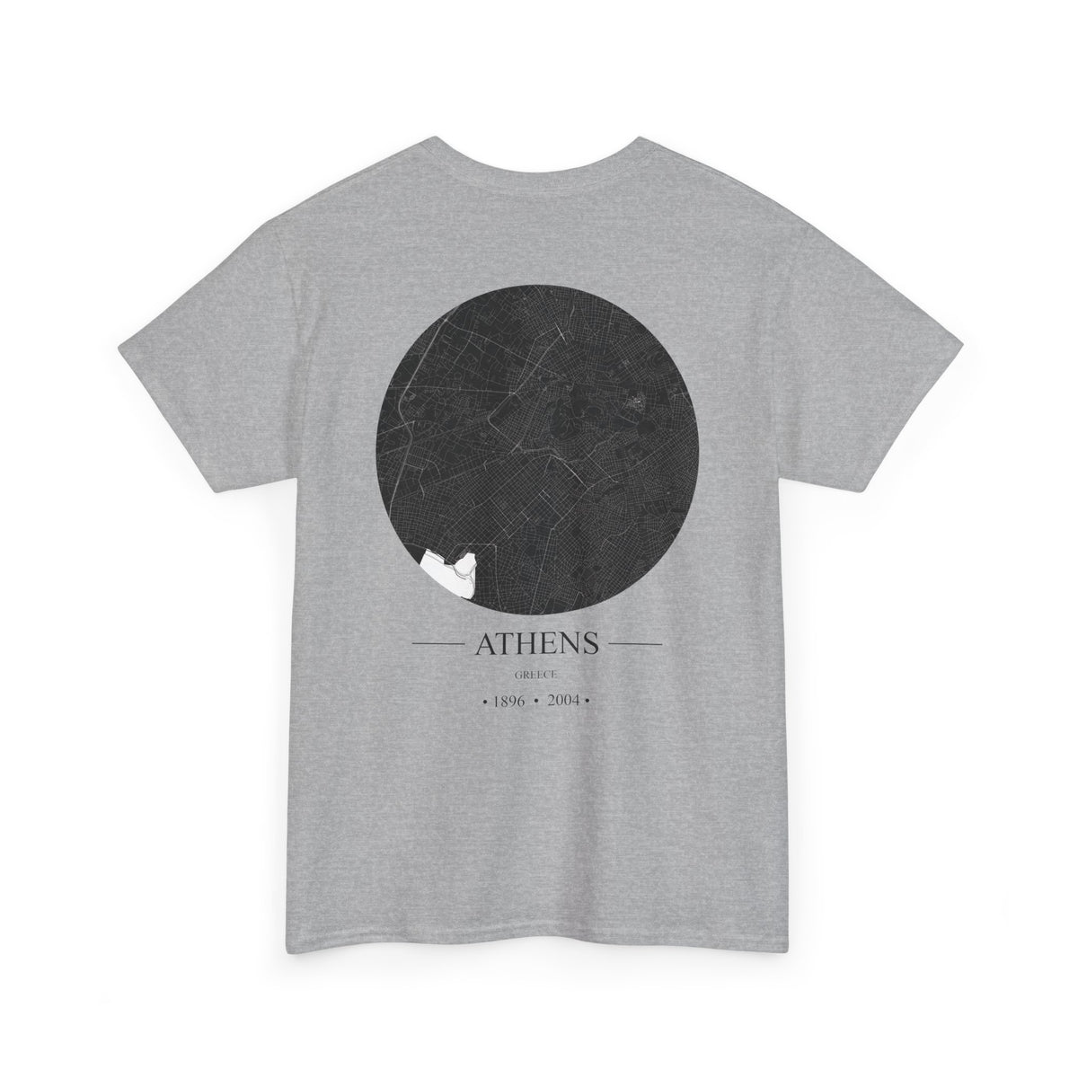 Athens, Greece 1896 & 2004 Olympic Host City Map Unisex Heavy Cotton Tee