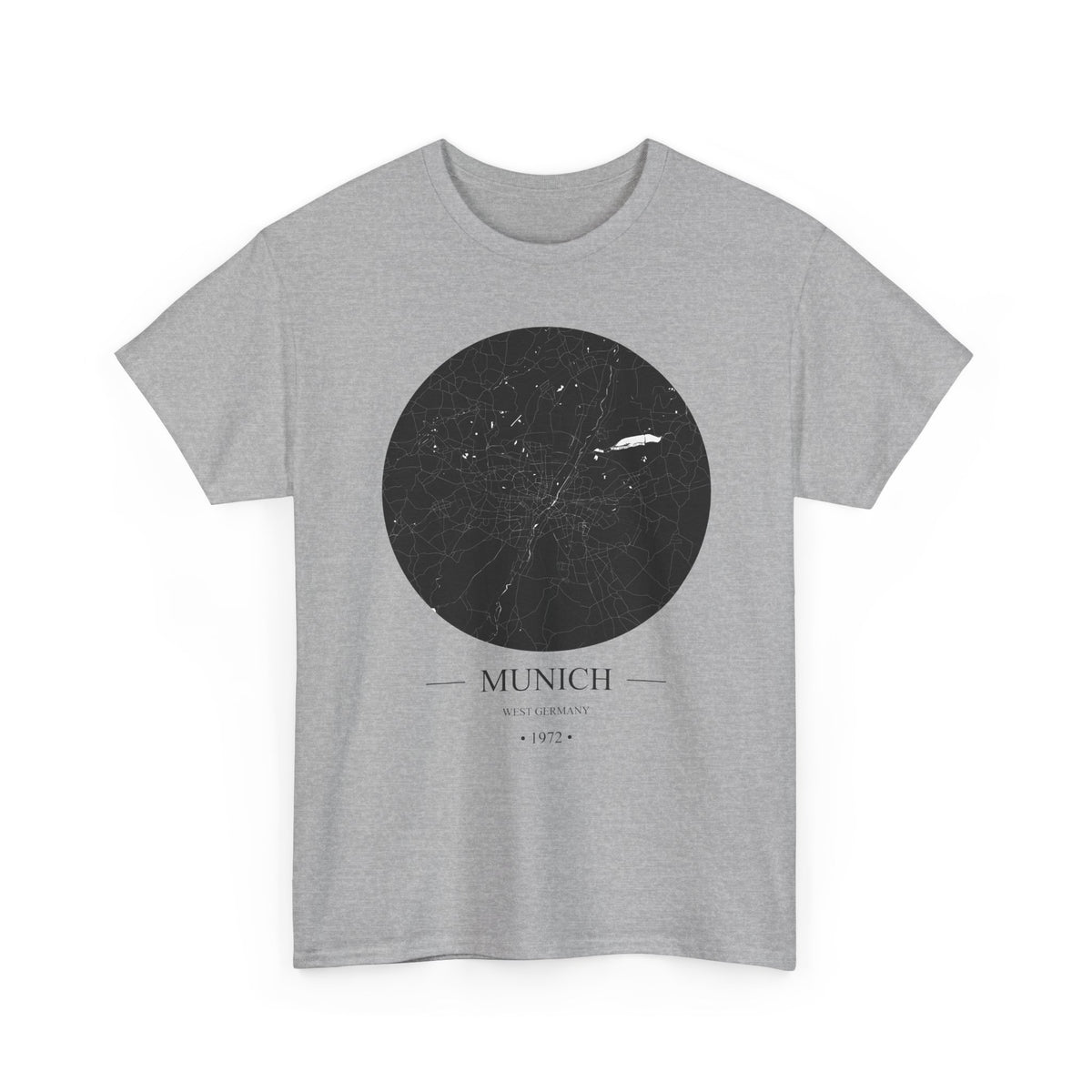 Munich, West Germany 1972 Olympic Host City Map Unisex Heavy Cotton Tee