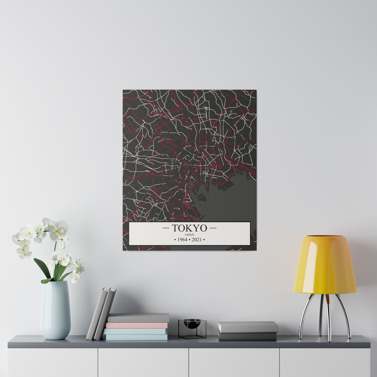 Tokyo, Japan 1964 & 2021, Color Map, Matte Canvas, Stretched, 0.75"