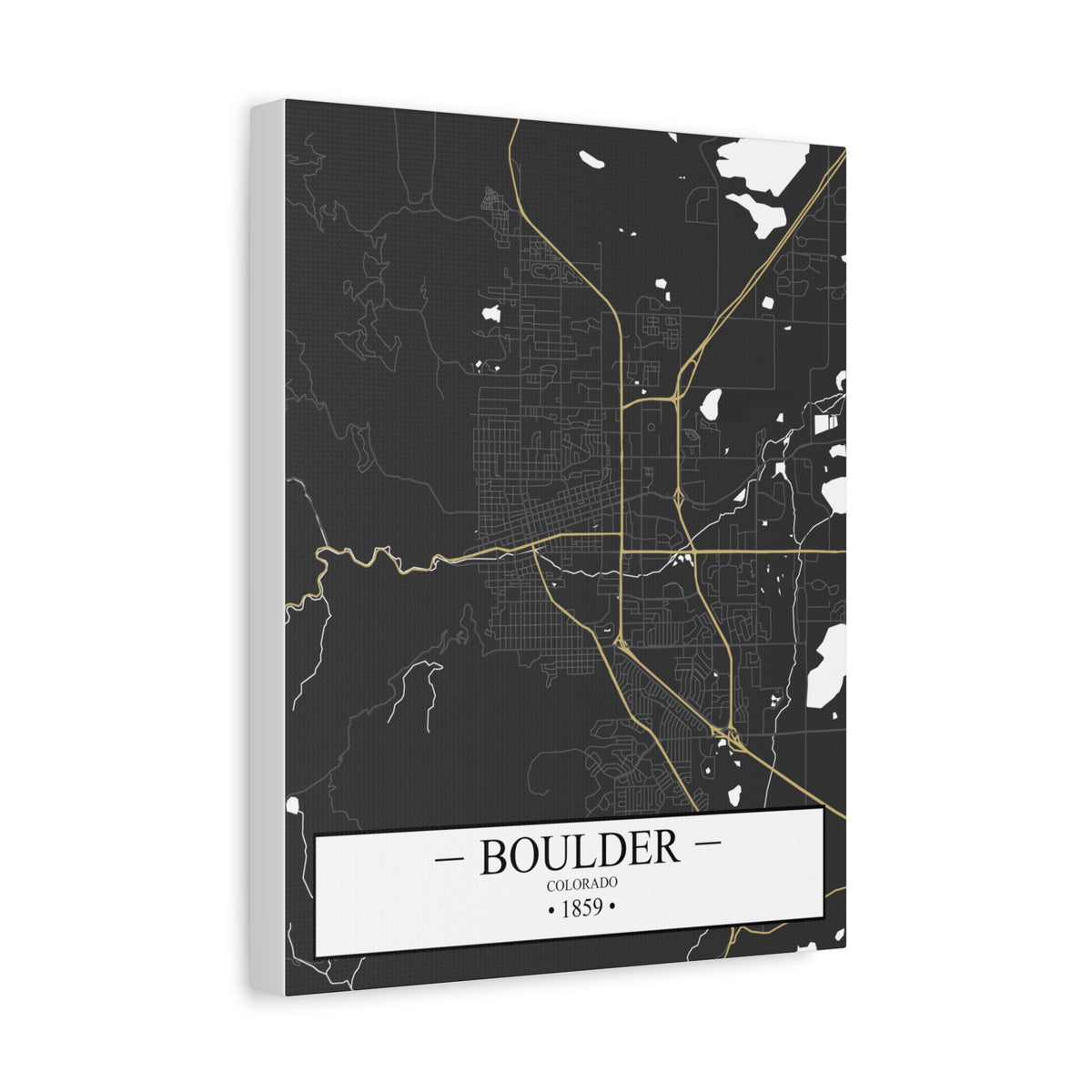 Boulder, Colorado 1871 Founders City Map, Matte Canvas Print (Stretched, 1.25")