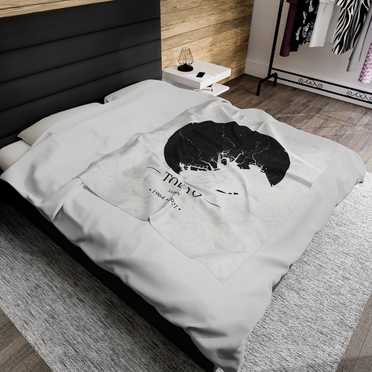 Tokyo, Japan 1964 & 2021 Olympic Host City Map Velveteen Plush Blanket