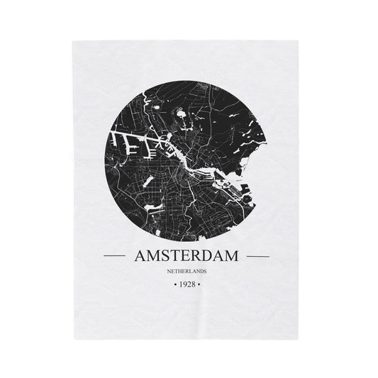 Amsterdam, Netherlands 1928 Olympic Host City Map Velveteen Plush Blanket