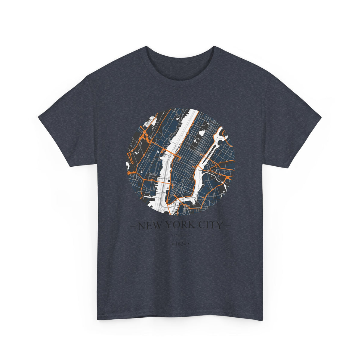 New York City, New York 1624 Founders City Map Unisex Heavy Cotton Tee, Express Delivery available