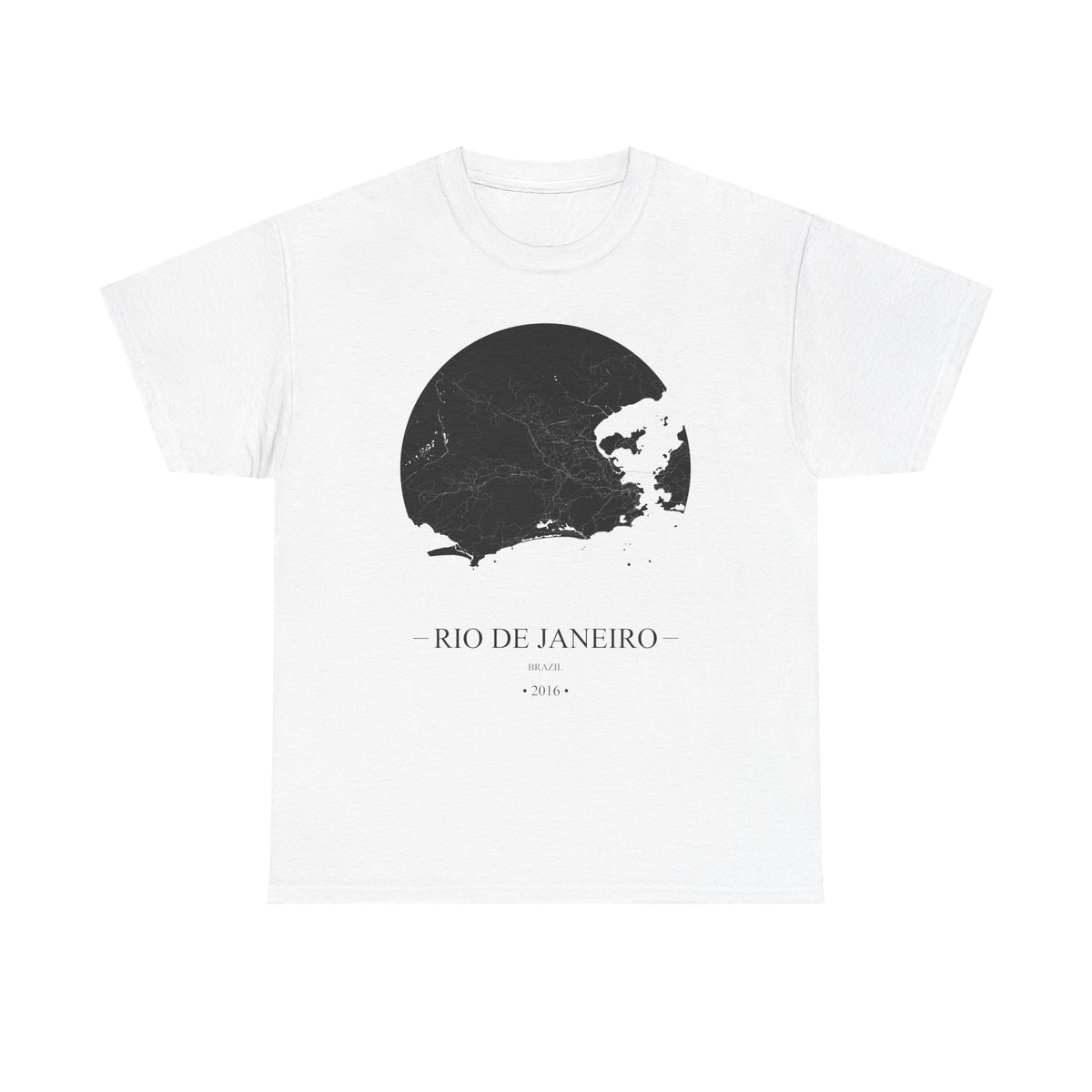 Rio de Janeiro, Brazil 2016 Olympic Host City Map Unisex Heavy Cotton Tee
