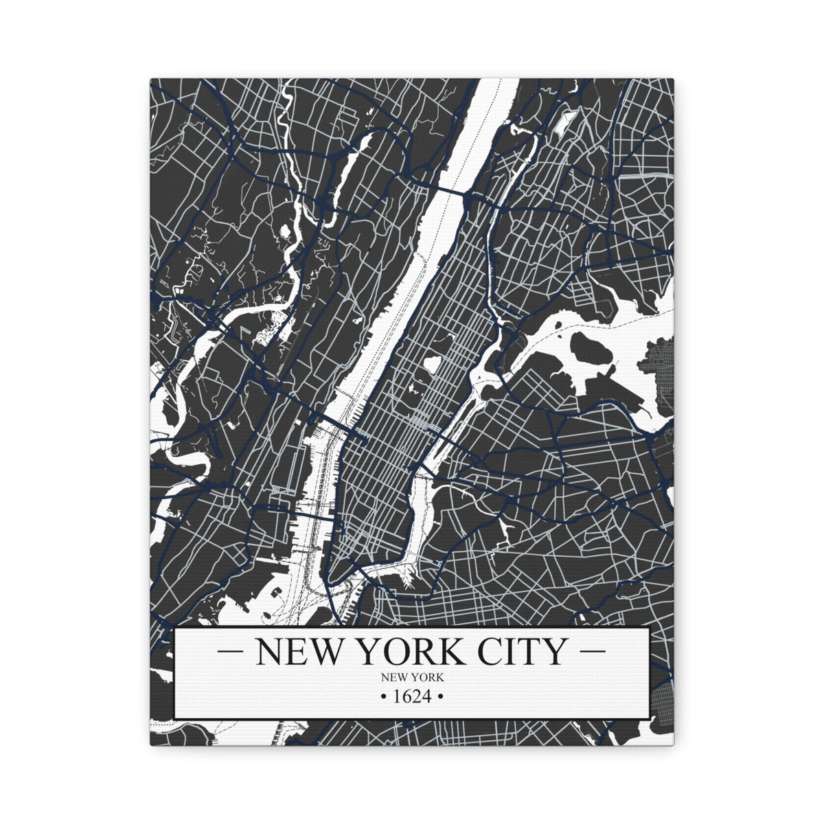 New York City, New York 1624 Founders City Map, Matte Canvas Print (Stretched, 1.25")