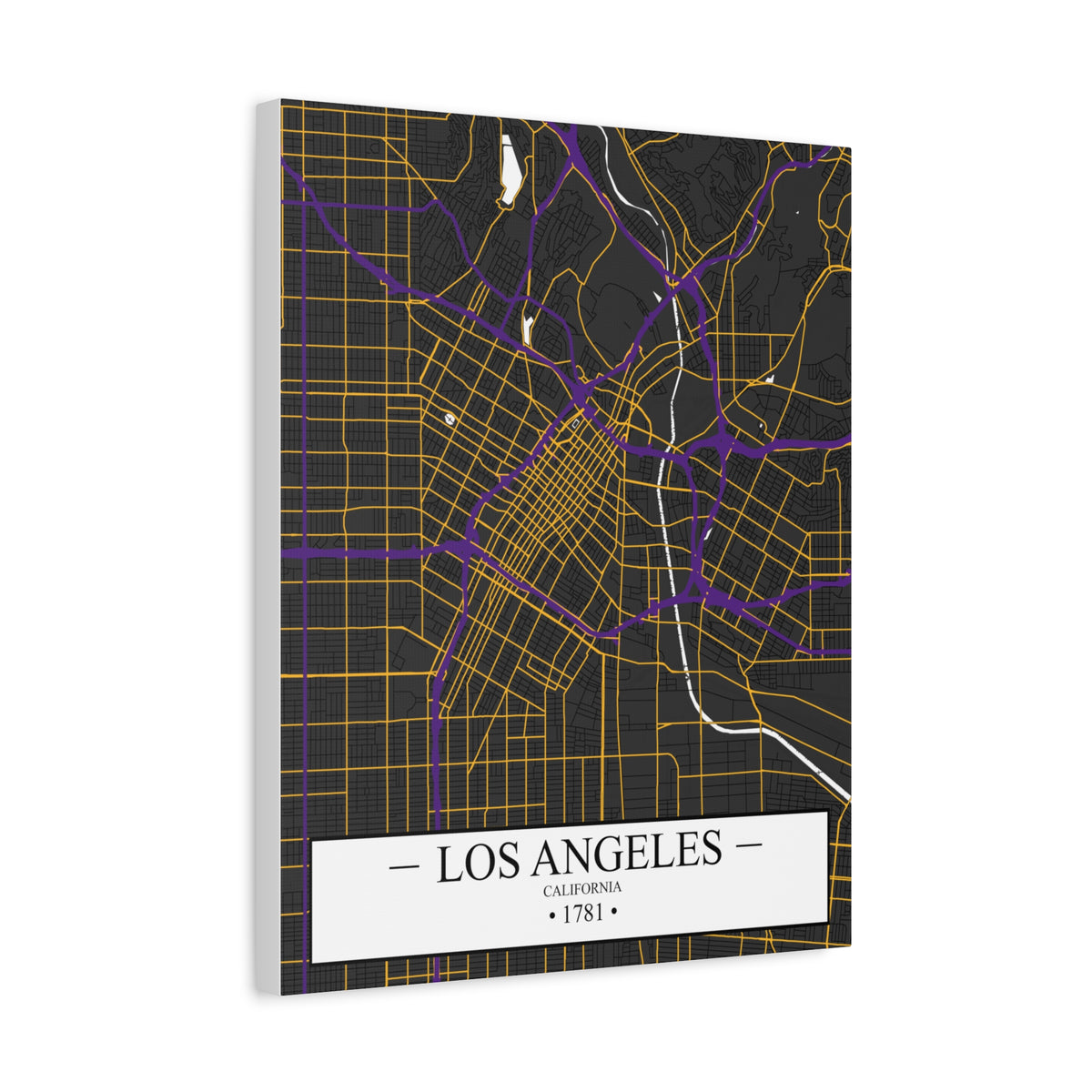 Los Angeles, California 1781 Founders City Map, Matte Canvas Print (Stretched, 1.25")