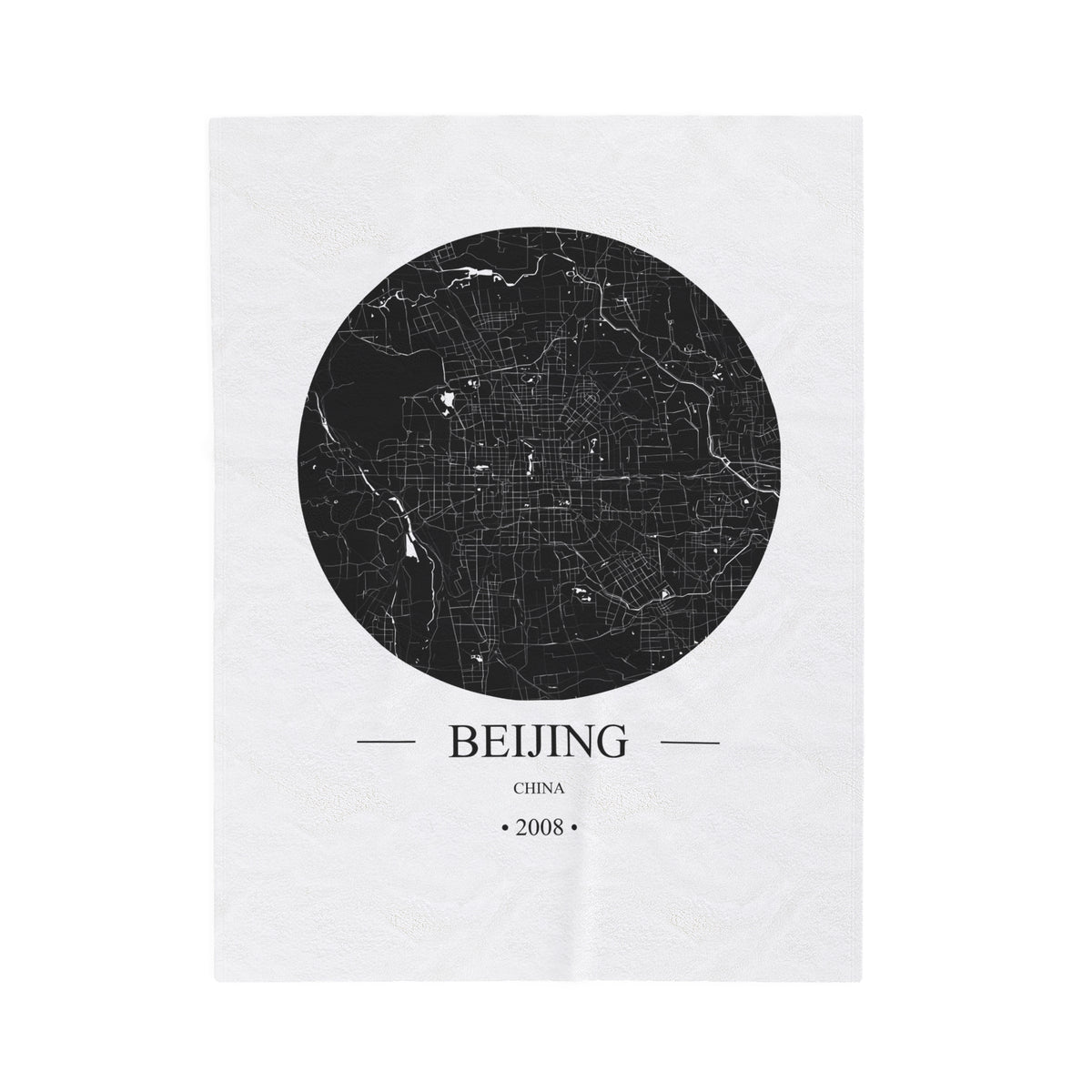 Beijing, China 2008 Olympic Host City Map Velveteen Plush Blanket