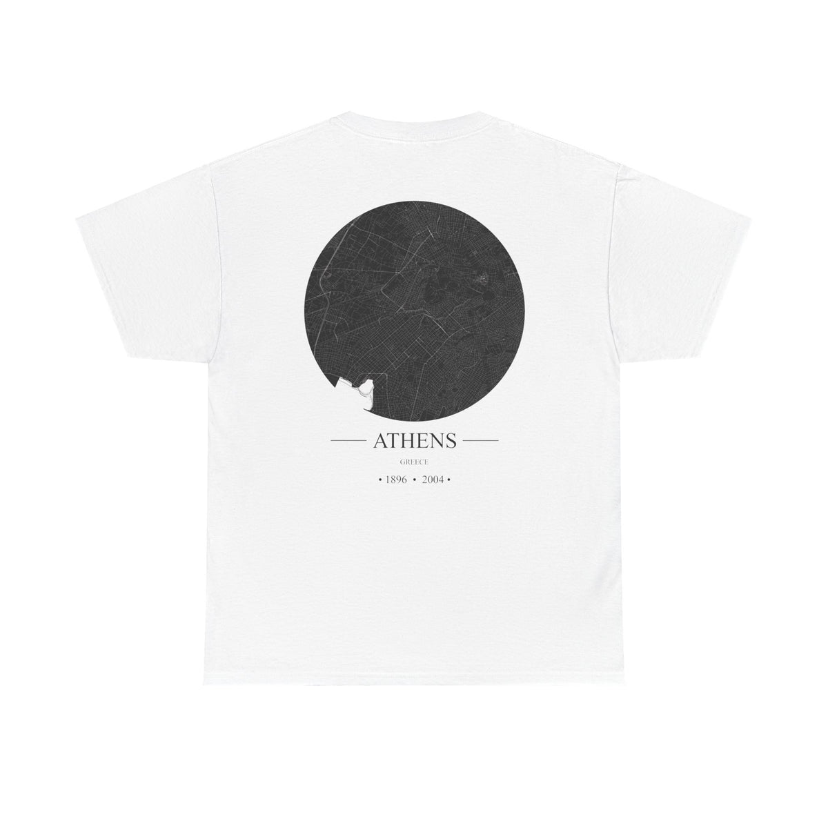 Athens, Greece 1896 & 2004 Olympic Host City Map Unisex Heavy Cotton Tee