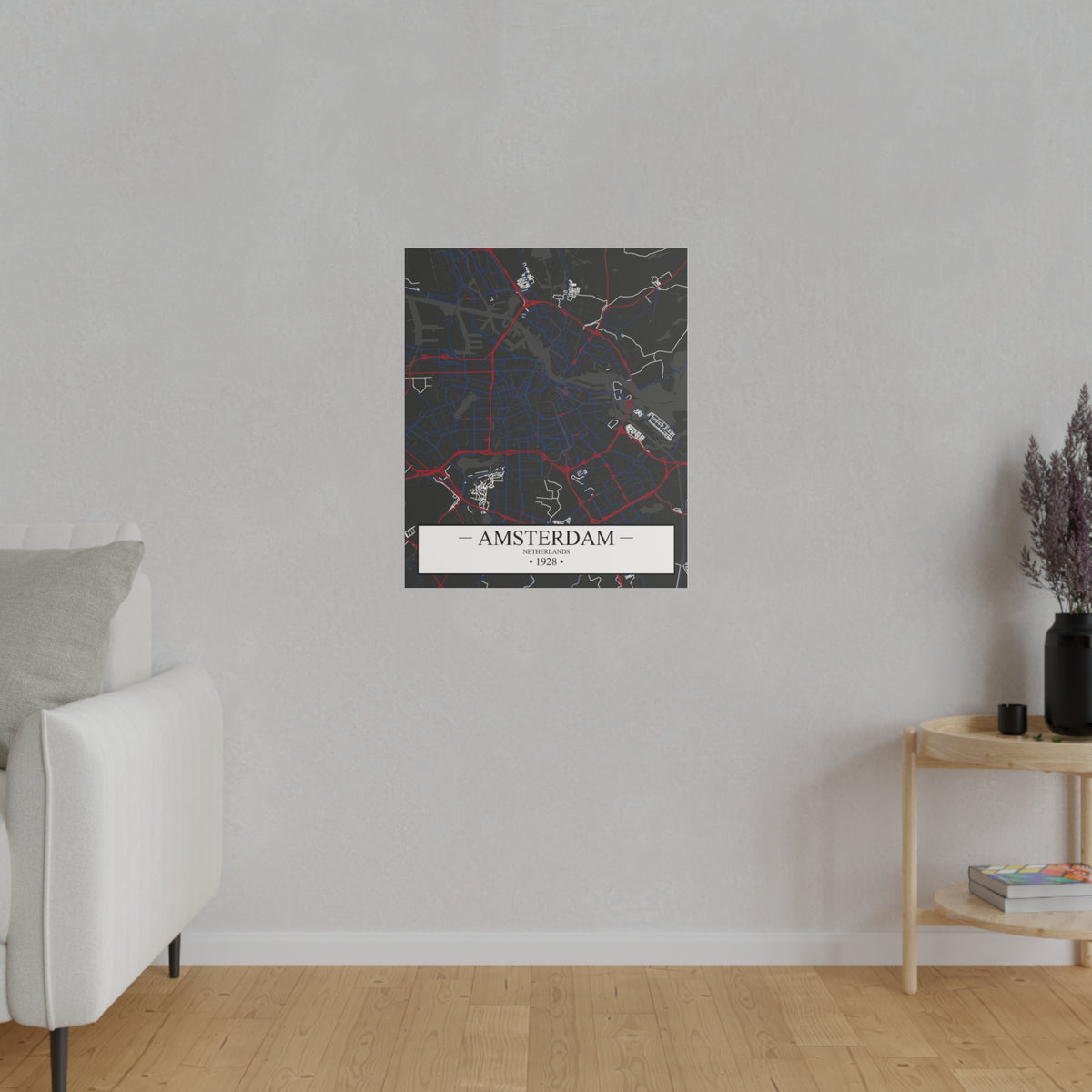 Amsterdam, Netherlands 1928, Color Map, Matte Canvas, Stretched, 0.75"