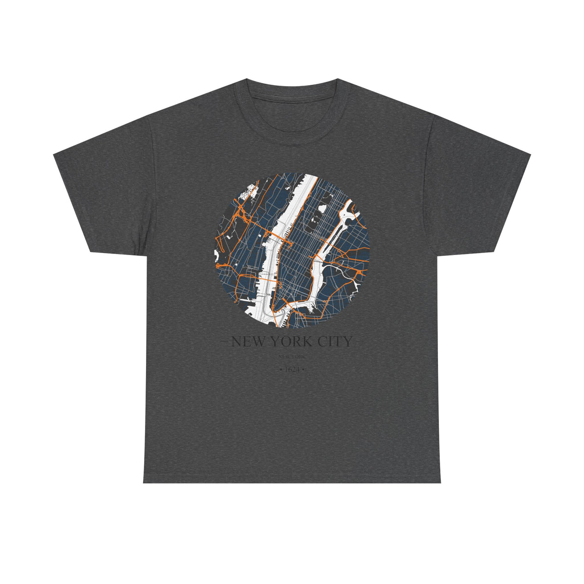 New York City, New York 1624 Founders City Map Unisex Heavy Cotton Tee, Express Delivery available