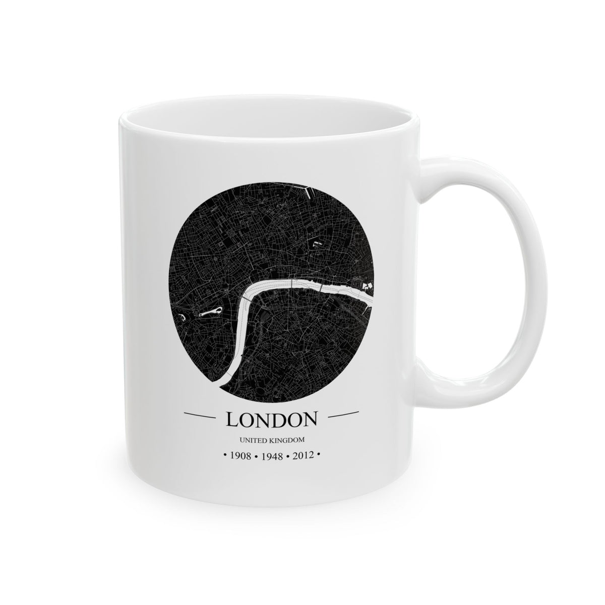 London, United Kingdom 1908, 1948 & 2012 Olympics Ceramic Mug, (11oz, 15oz)