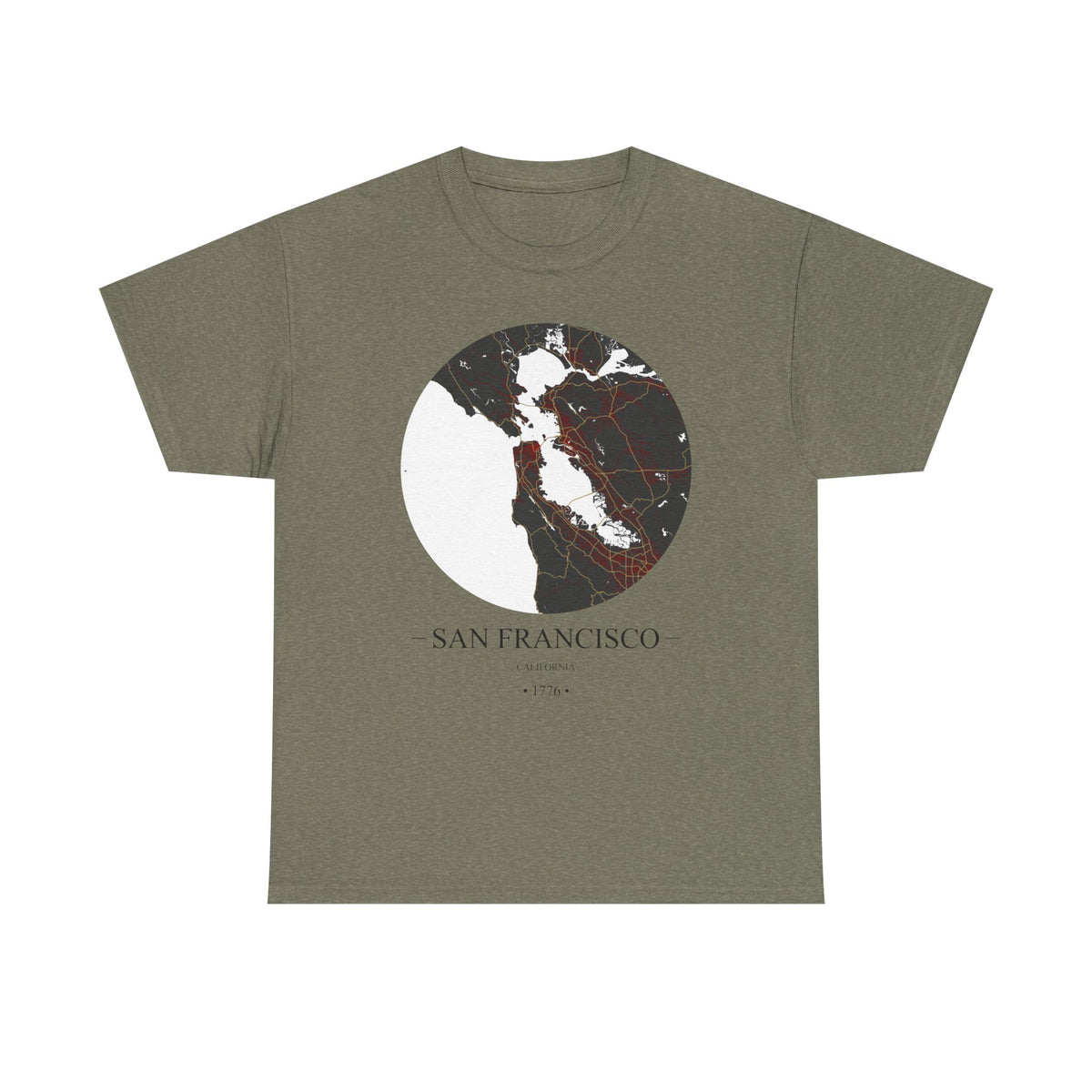 San Francisco, California 1776 Founders City Map Unisex Heavy Cotton Tee, Express Delivery available