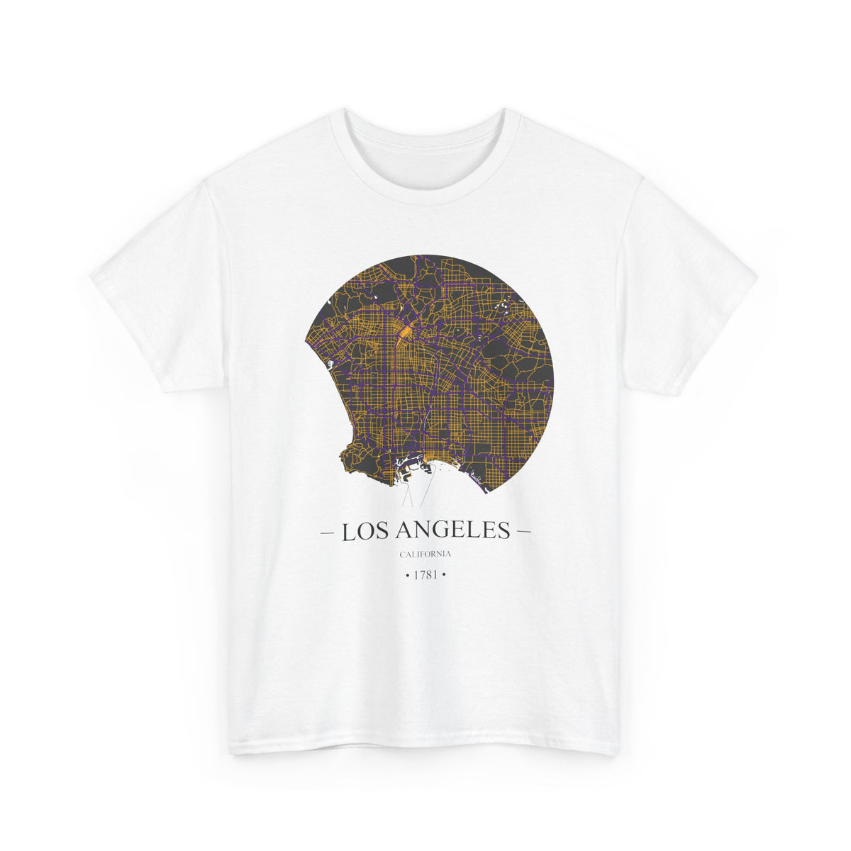 Los Angeles, California 1781 Founders City Map Unisex Heavy Cotton Tee, Express Delivery available