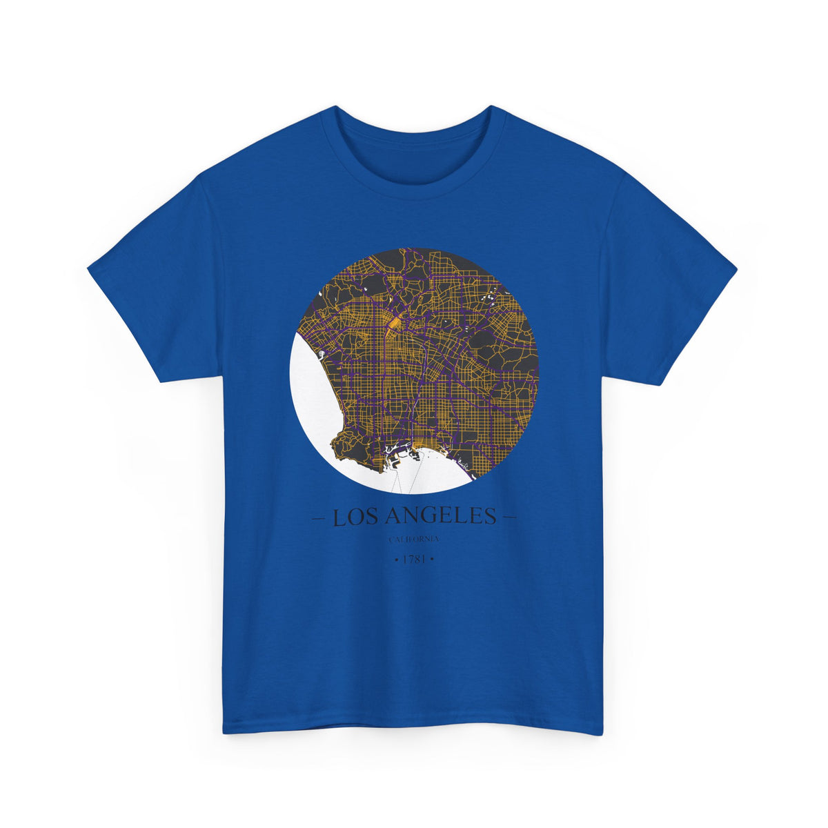 Los Angeles, California 1781 Founders City Map Unisex Heavy Cotton Tee, Express Delivery available