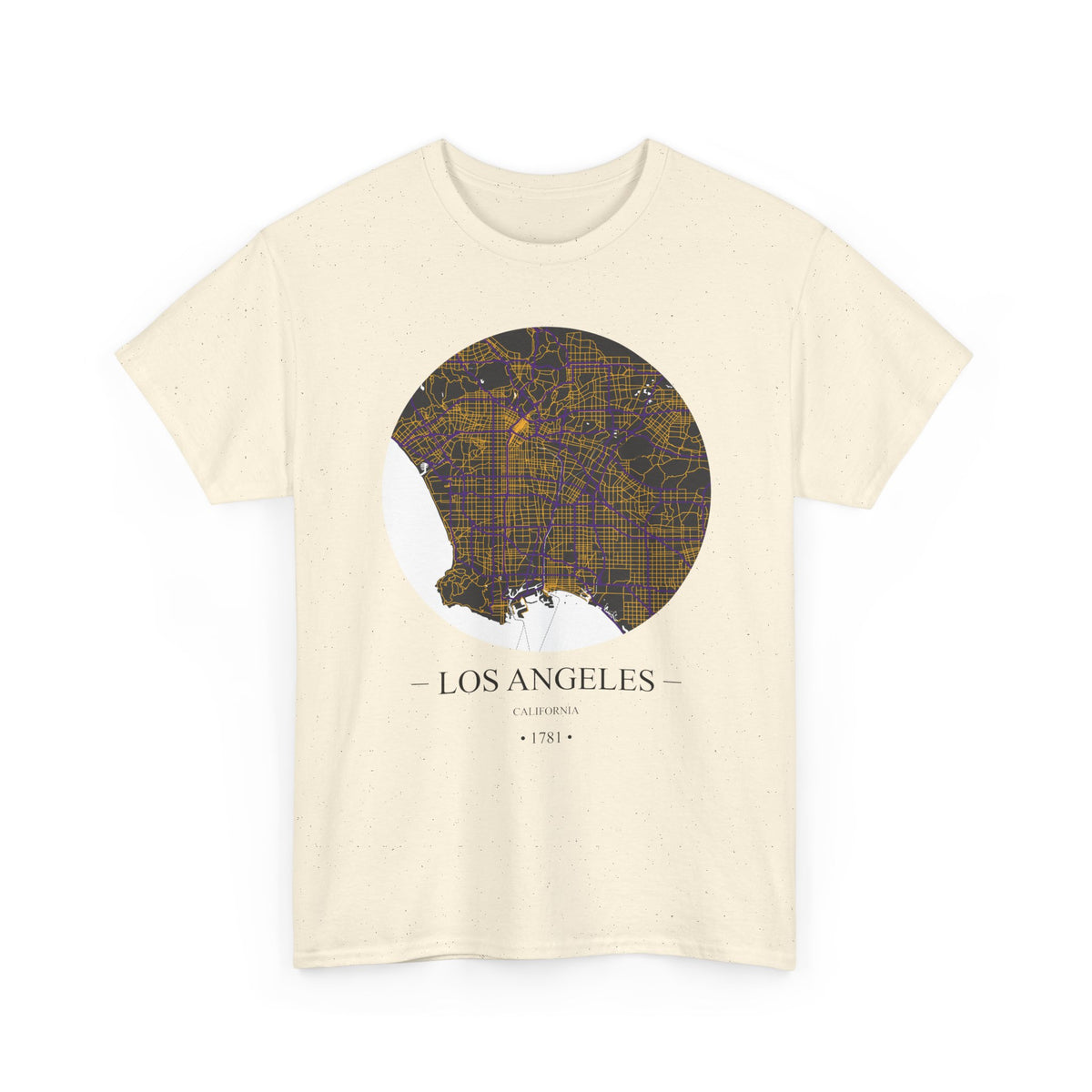Los Angeles, California 1781 Founders City Map Unisex Heavy Cotton Tee, Express Delivery available