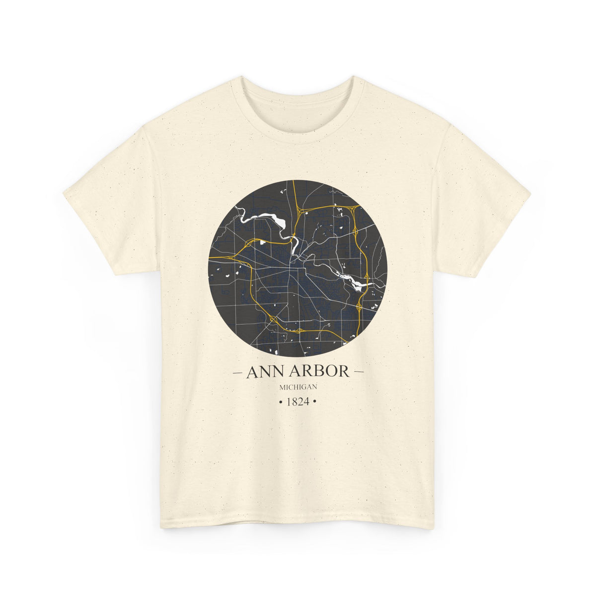 Ann Arbor, Michigan 1823 Founders City Map Unisex Heavy Cotton Tee, Express Delivery available
