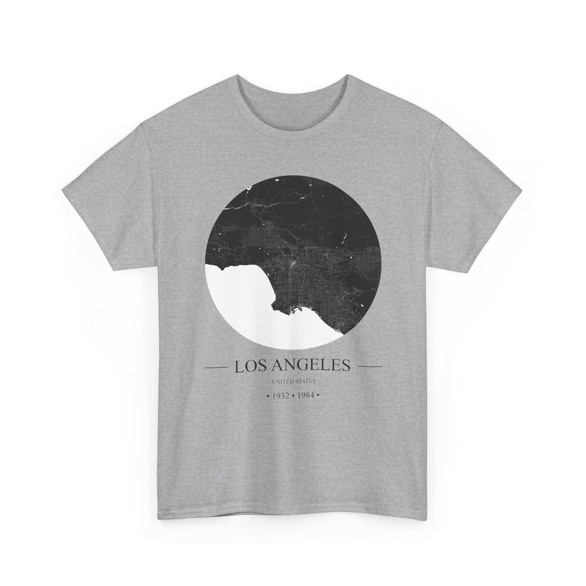 Los Angeles, United States 1932 & 1984 Olympic Host City Map Unisex Heavy Cotton Tee