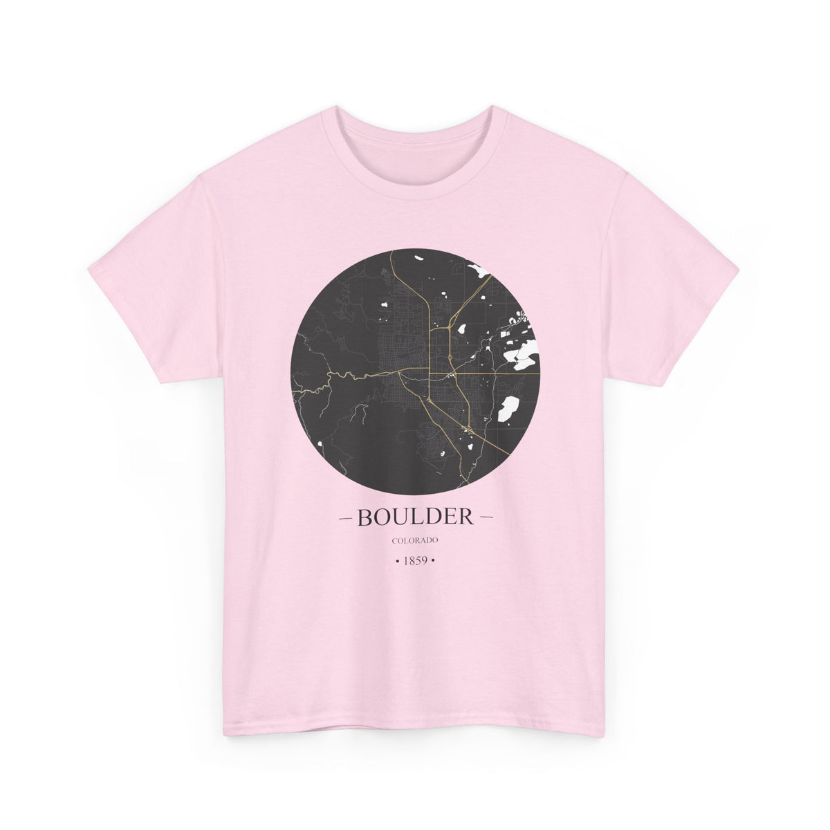Boulder, Colorado 1859 Founders City Map Unisex Heavy Cotton Tee, Express Delivery available
