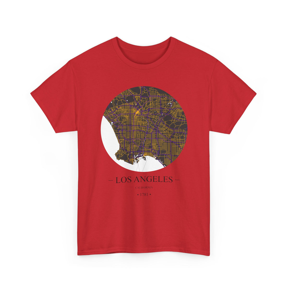 Los Angeles, California 1781 Founders City Map Unisex Heavy Cotton Tee, Express Delivery available