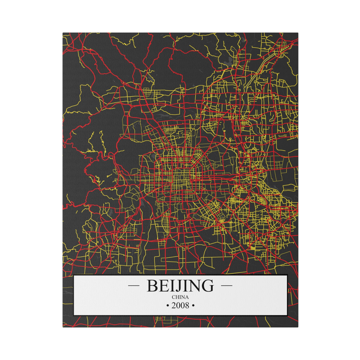 Beijing, China 2008, Color Map, Matte Canvas, Stretched, 0.75"