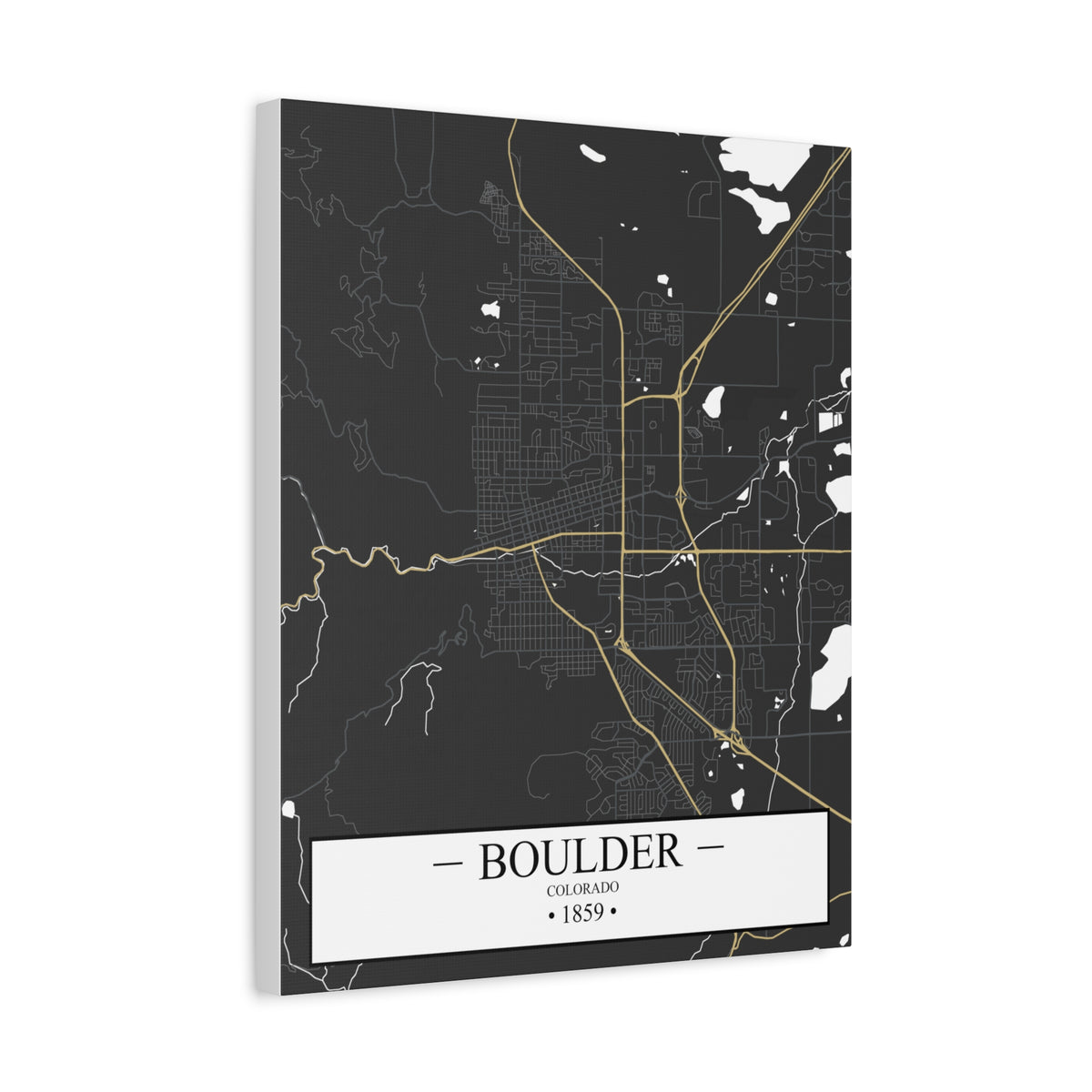 Boulder, Colorado 1871 Founders City Map, Matte Canvas Print (Stretched, 1.25")