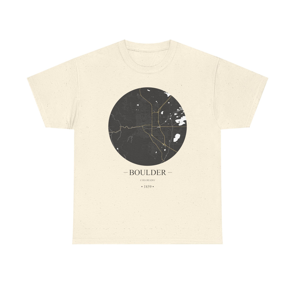 Boulder, Colorado 1859 Founders City Map Unisex Heavy Cotton Tee, Express Delivery available