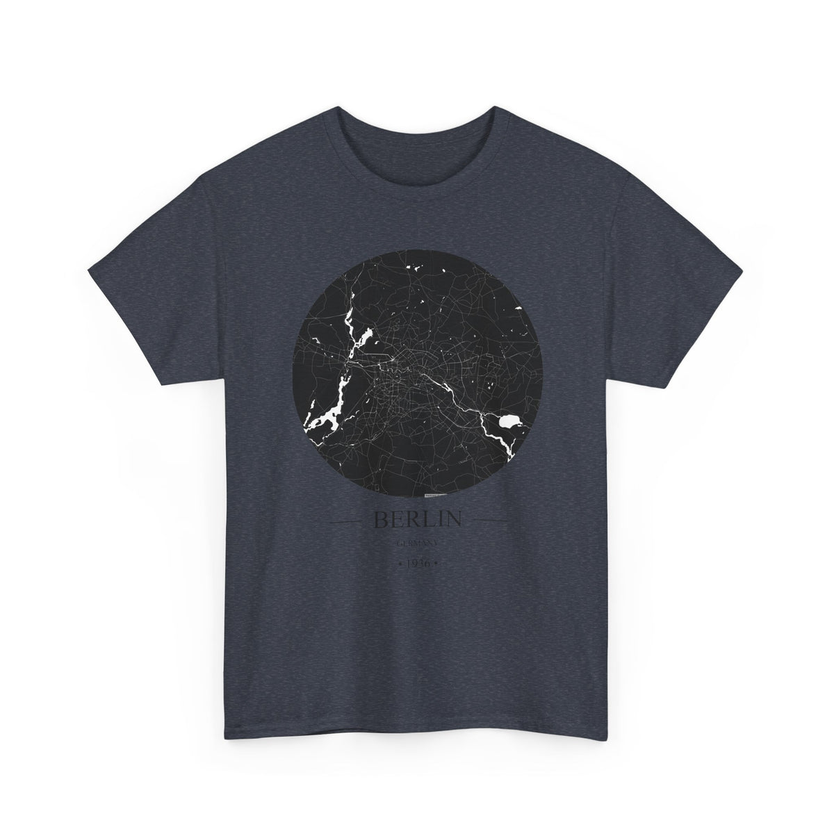Berlin, Germany 1936 Olympic Host City Map Unisex Heavy Cotton Tee