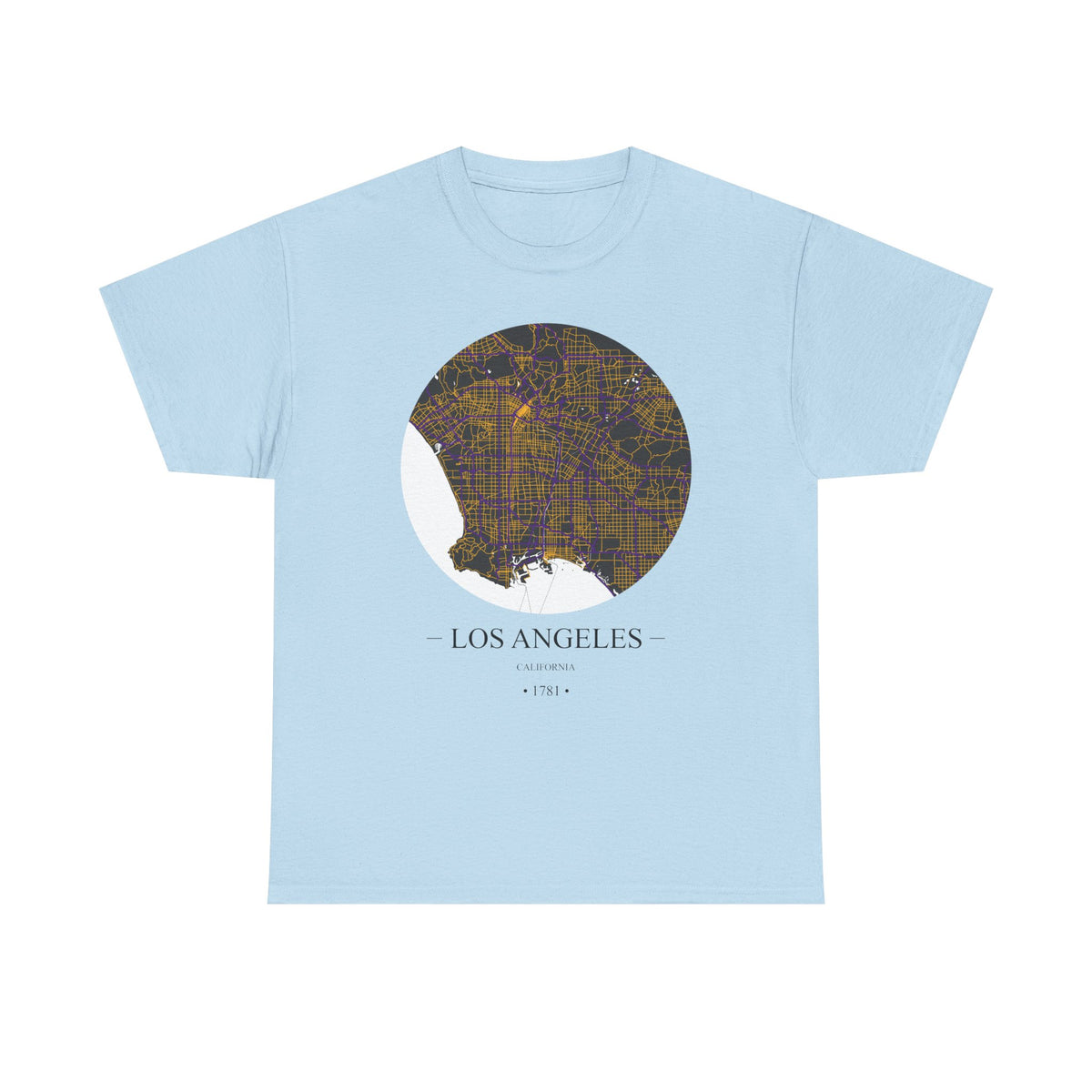 Los Angeles, California 1781 Founders City Map Unisex Heavy Cotton Tee, Express Delivery available
