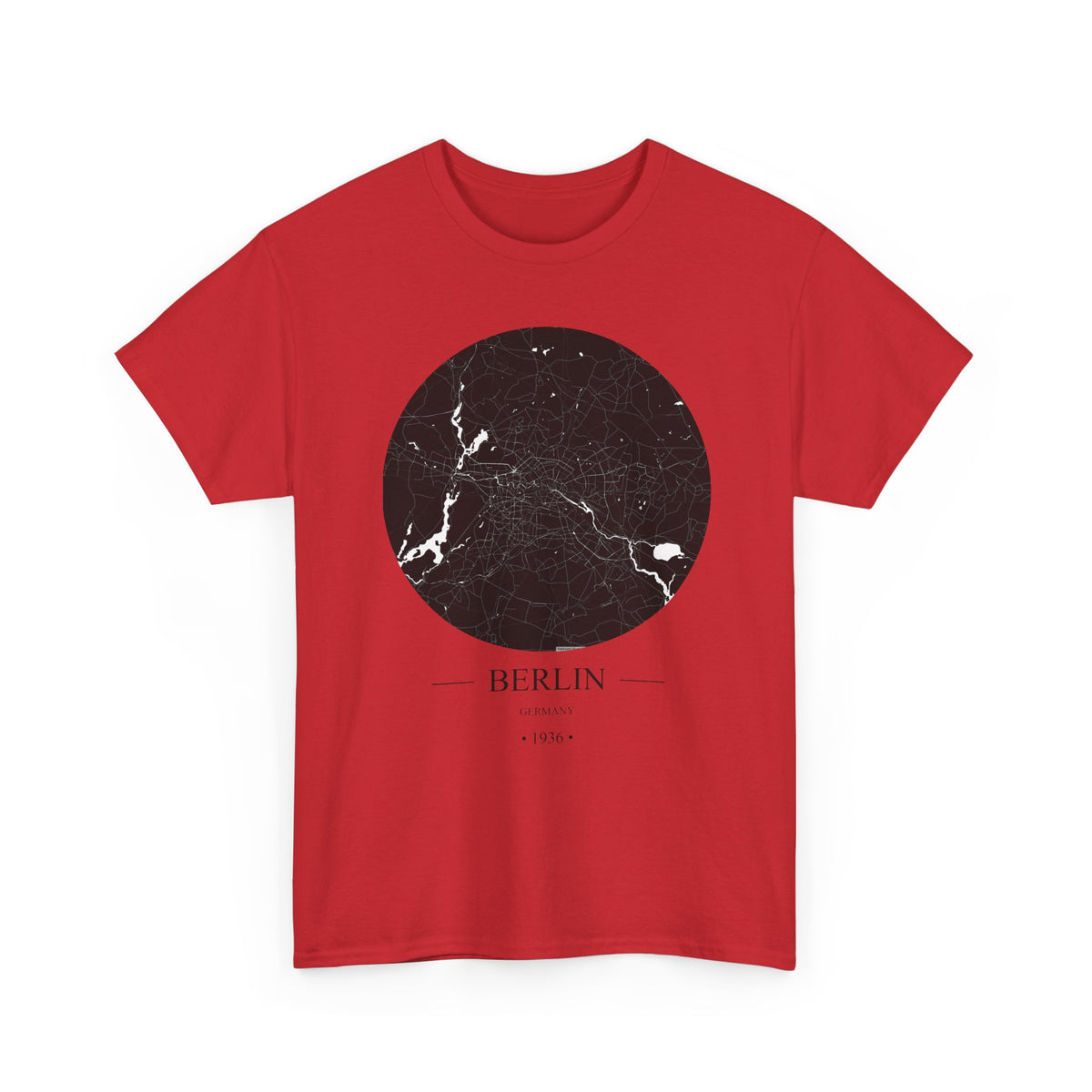 Berlin, Germany 1936 Olympic Host City Map Unisex Heavy Cotton Tee