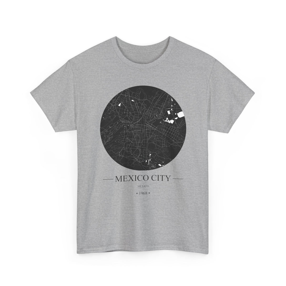 Mexico City, Mexico 1968 Olympic Host City Map Unisex Heavy Cotton Tee