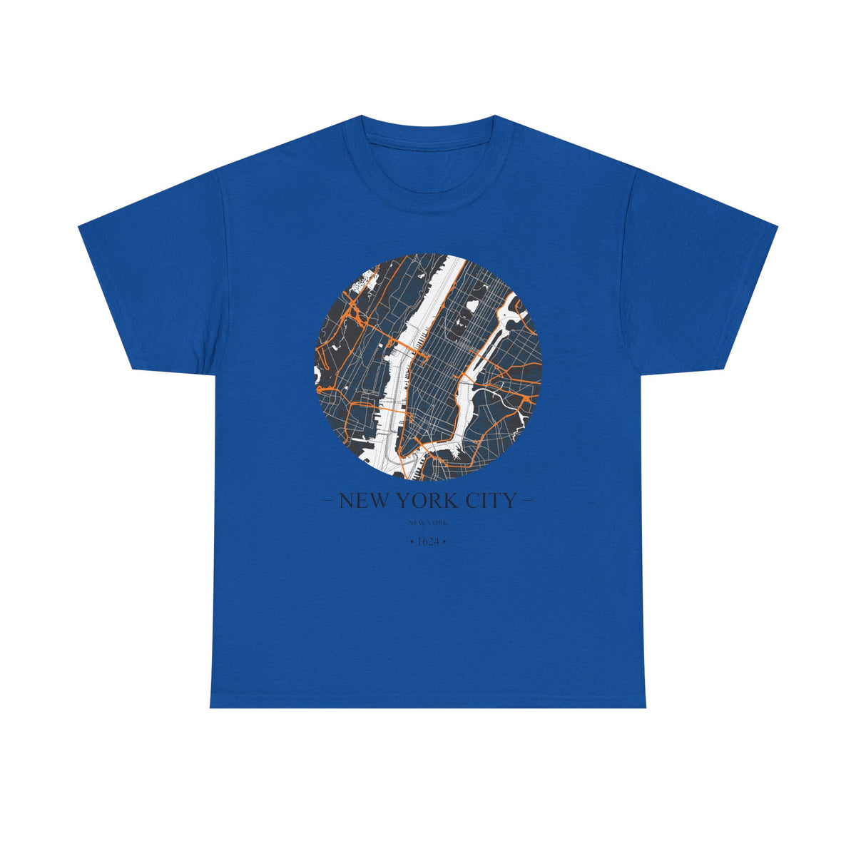 New York City, New York 1624 Founders City Map Unisex Heavy Cotton Tee, Express Delivery available
