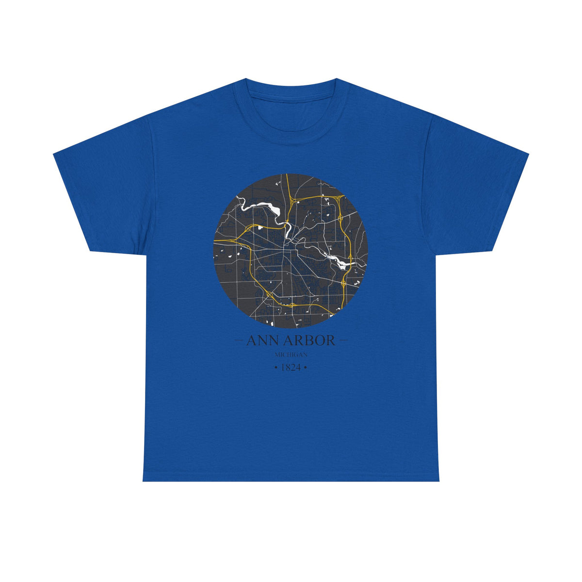 Ann Arbor, Michigan 1823 Founders City Map Unisex Heavy Cotton Tee, Express Delivery available