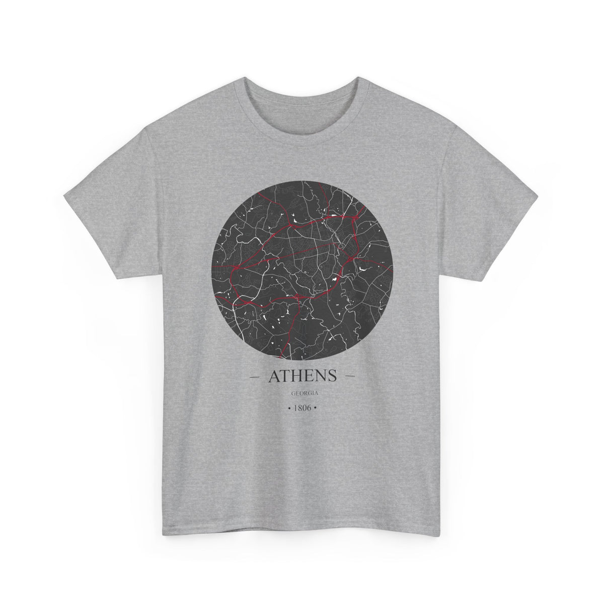 Athens, Georgia 1806 – Founders City Map – Unisex Heavy Cotton Tee, Express Delivery available