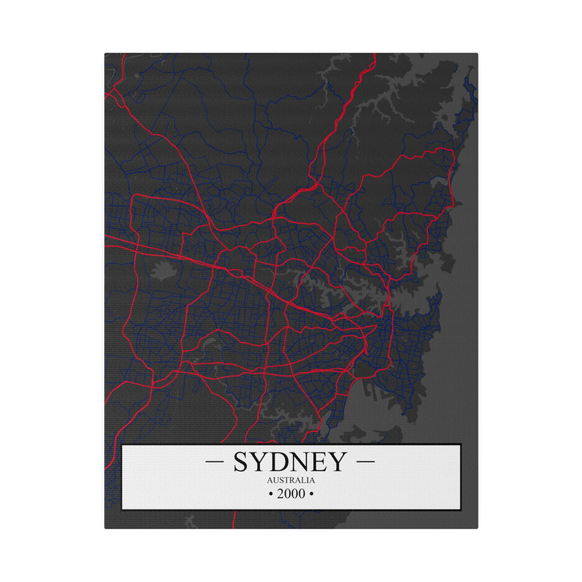 Sydney, Australia 2000, Color Map, Matte Canvas, Stretched, 0.75"