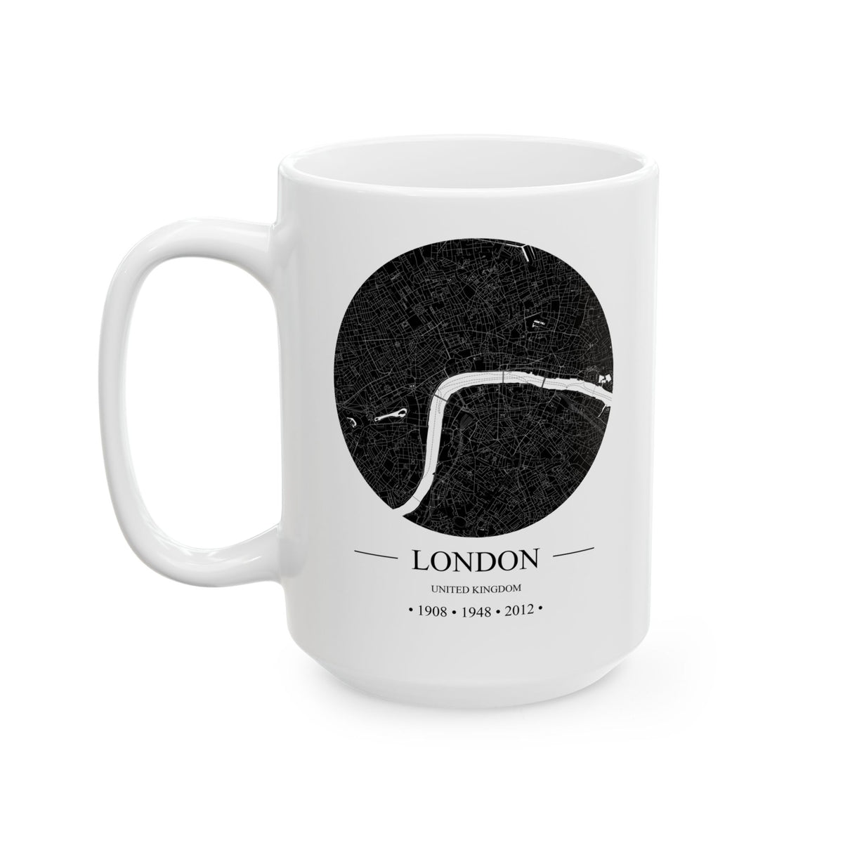 London, United Kingdom 1908, 1948 & 2012 Olympics Ceramic Mug, (11oz, 15oz)
