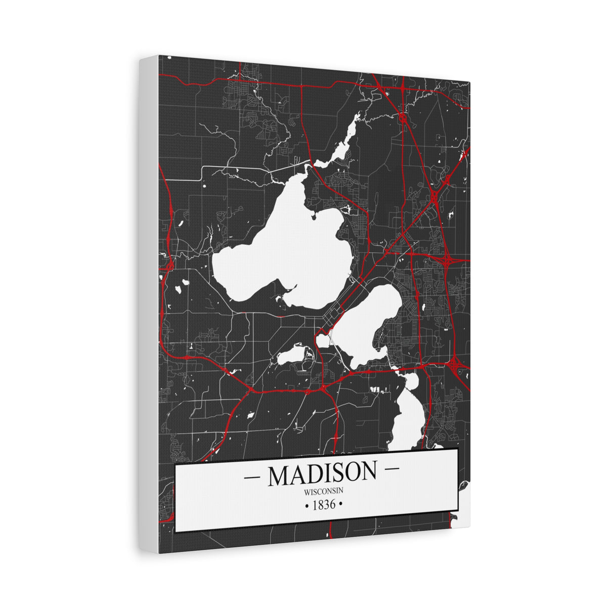 Madison, Wisconsin 1848 Founders City Map, Matte Canvas Print (Stretched, 1.25")