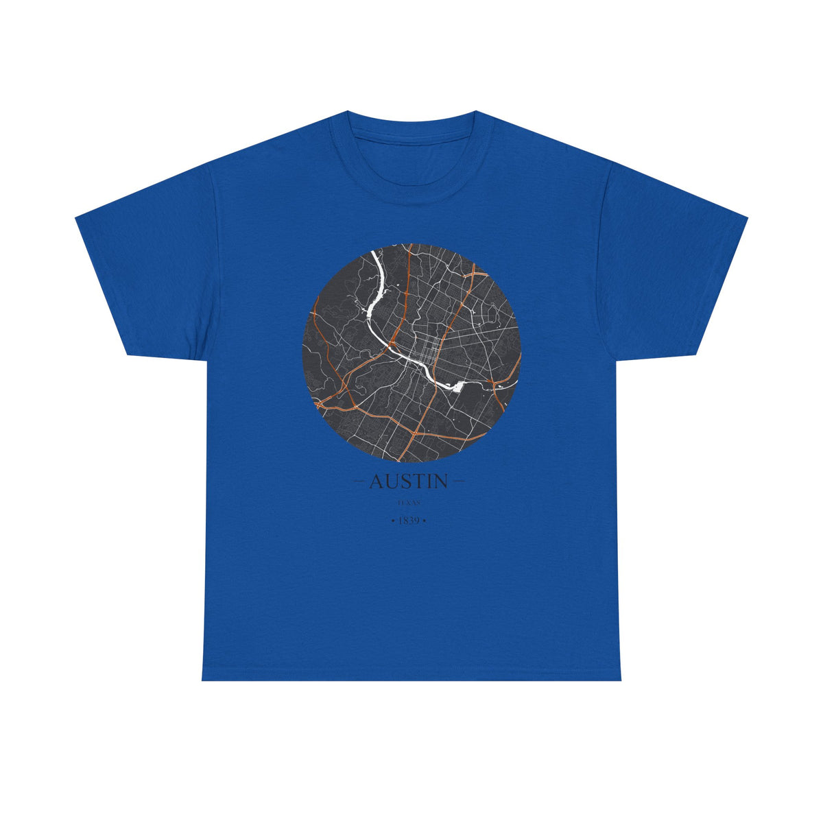 Austin, Texas 1839 Founders City Map Unisex Heavy Cotton Tee, Express Delivery available
