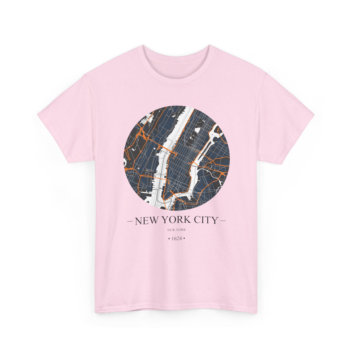 New York City, New York 1624 Founders City Map Unisex Heavy Cotton Tee, Express Delivery available