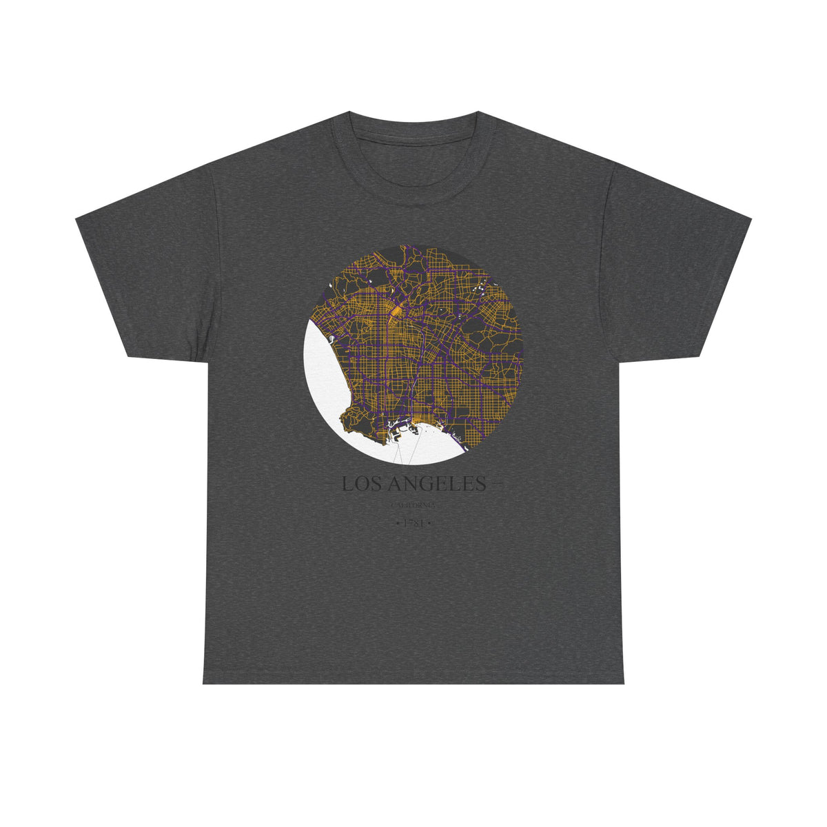 Los Angeles, California 1781 Founders City Map Unisex Heavy Cotton Tee, Express Delivery available