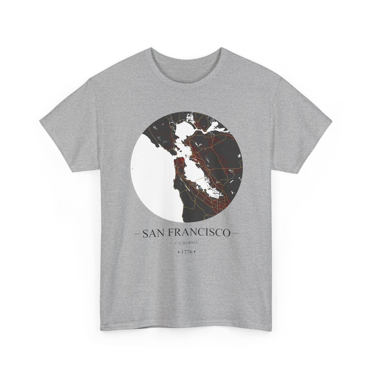 San Francisco, California 1776 Founders City Map Unisex Heavy Cotton Tee, Express Delivery available