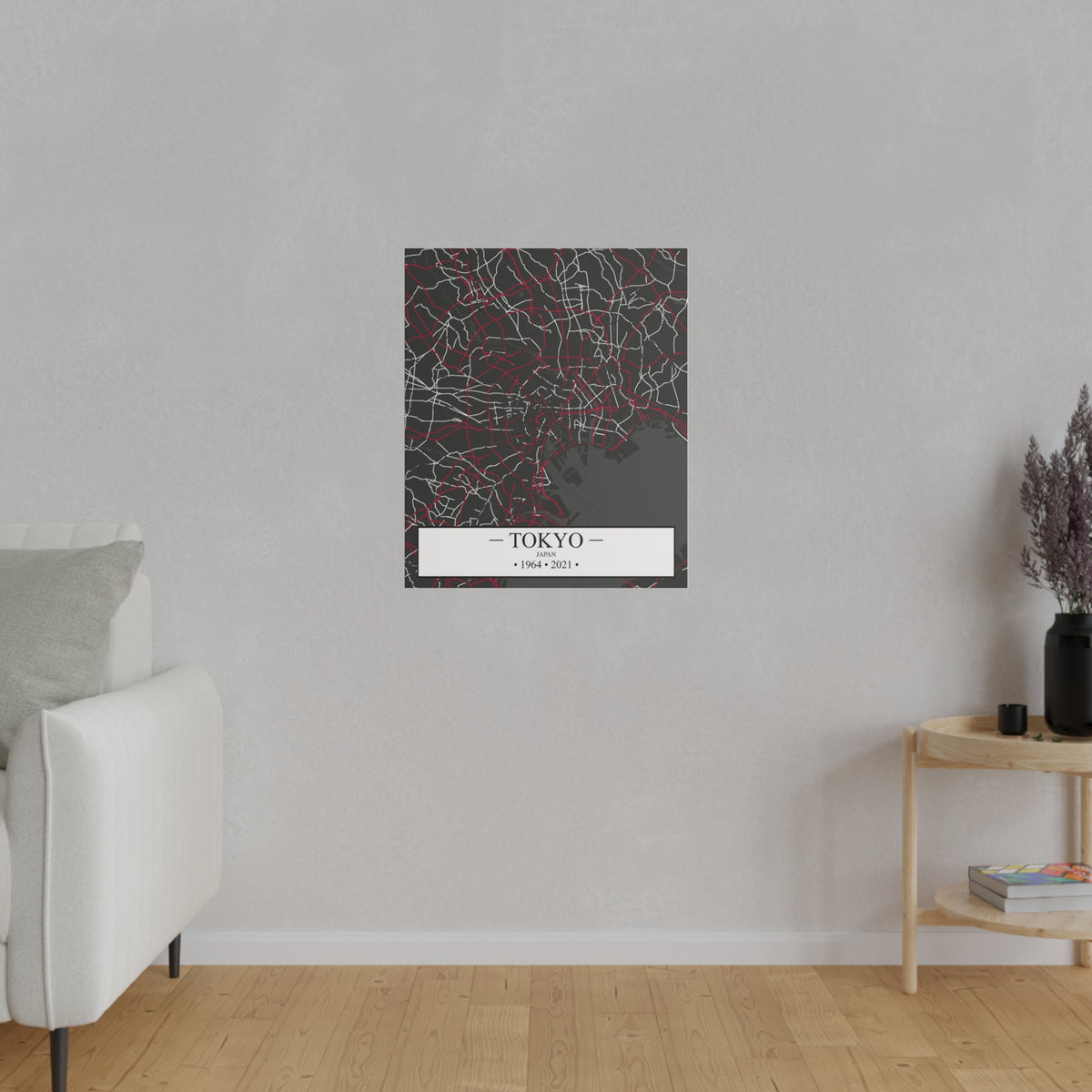 Tokyo, Japan 1964 & 2021, Color Map, Matte Canvas, Stretched, 0.75"