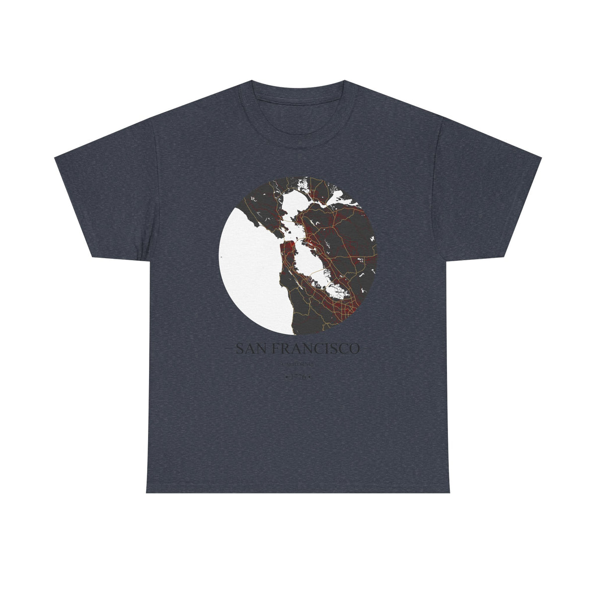 San Francisco, California 1776 Founders City Map Unisex Heavy Cotton Tee, Express Delivery available